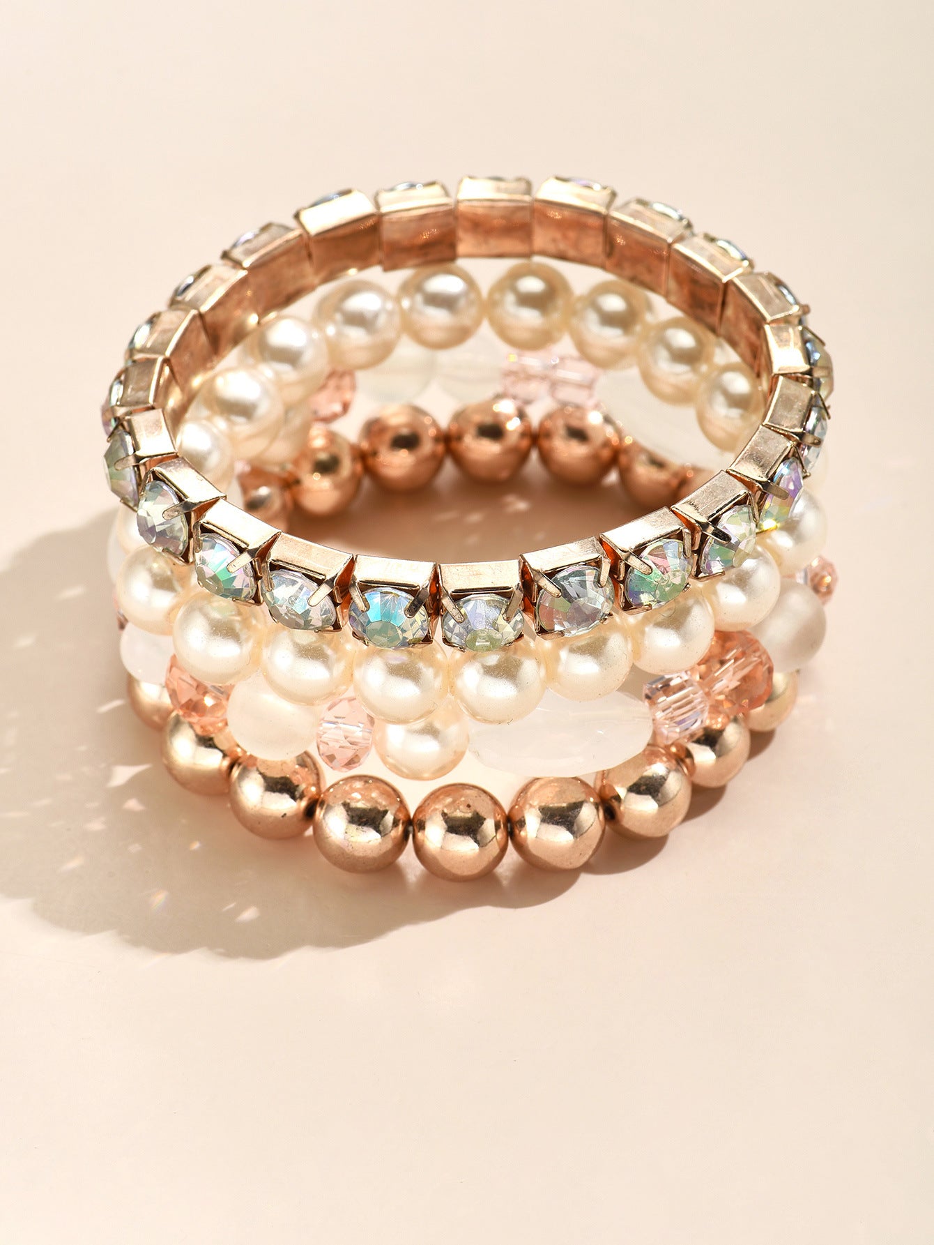Wholesale Rhinestone Pearl Multi-layered Bracelet 4 Piece Set